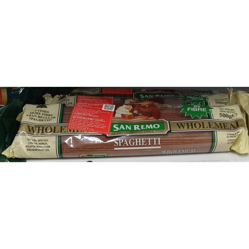 

Pasta SAN REMO Wholemeal Spaghetti 130 500g - HK, HM, LM