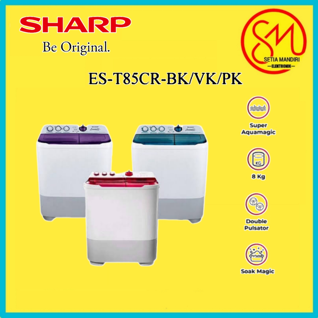 MESIN CUCI SHARP EST 85CR 8 KG 2 TABUNG 85 CR 8KG NEW SUPER AQUAMAGIC