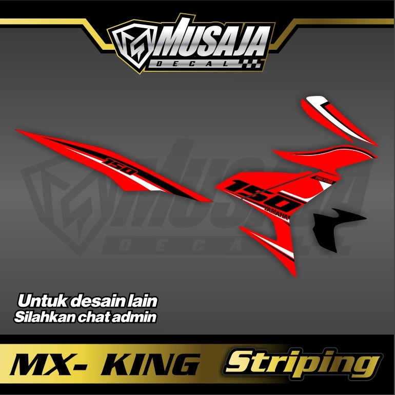 Striping mx king merah hitam putih transparan uv glossy non full body premium custom