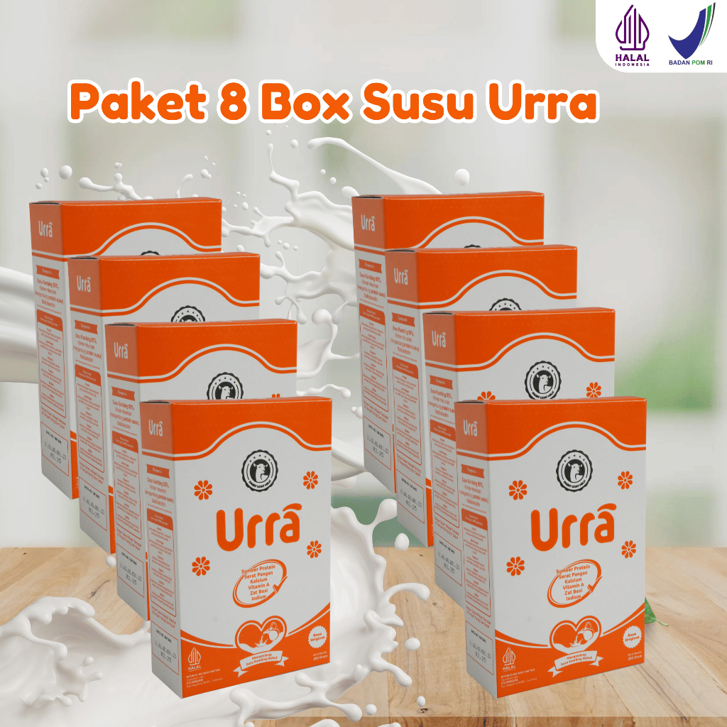 

SUSU URRA 8 BOX - Susu Kambing Saanen Susu Bubuk Susu Kambing Halal BPOM