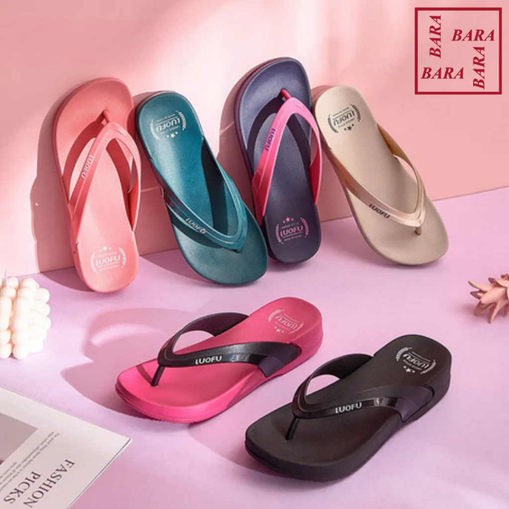 Luofu Sandal Jepit Karet Wanita Tali Tebal E7161 (N6)