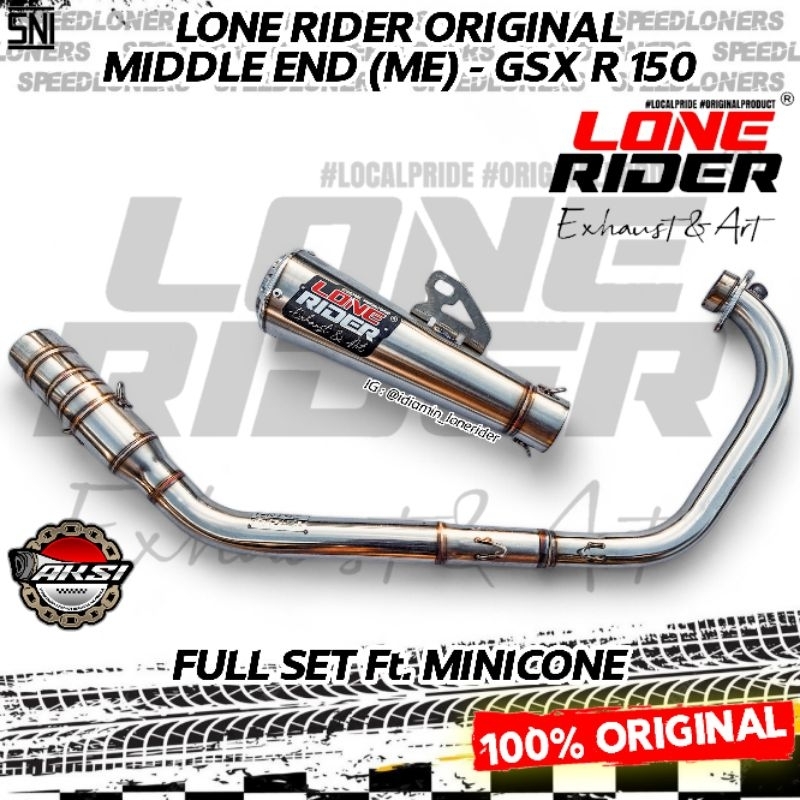 LONE RIDER ORIGINAL Knalpot LR GSX R 150 Middle End ME Silincer Minicone Full System