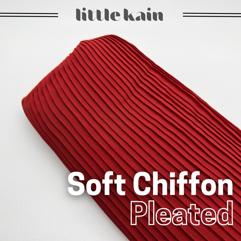 GROSIR SISA ROLL Kain Pleated - Soft Chiffon Merah