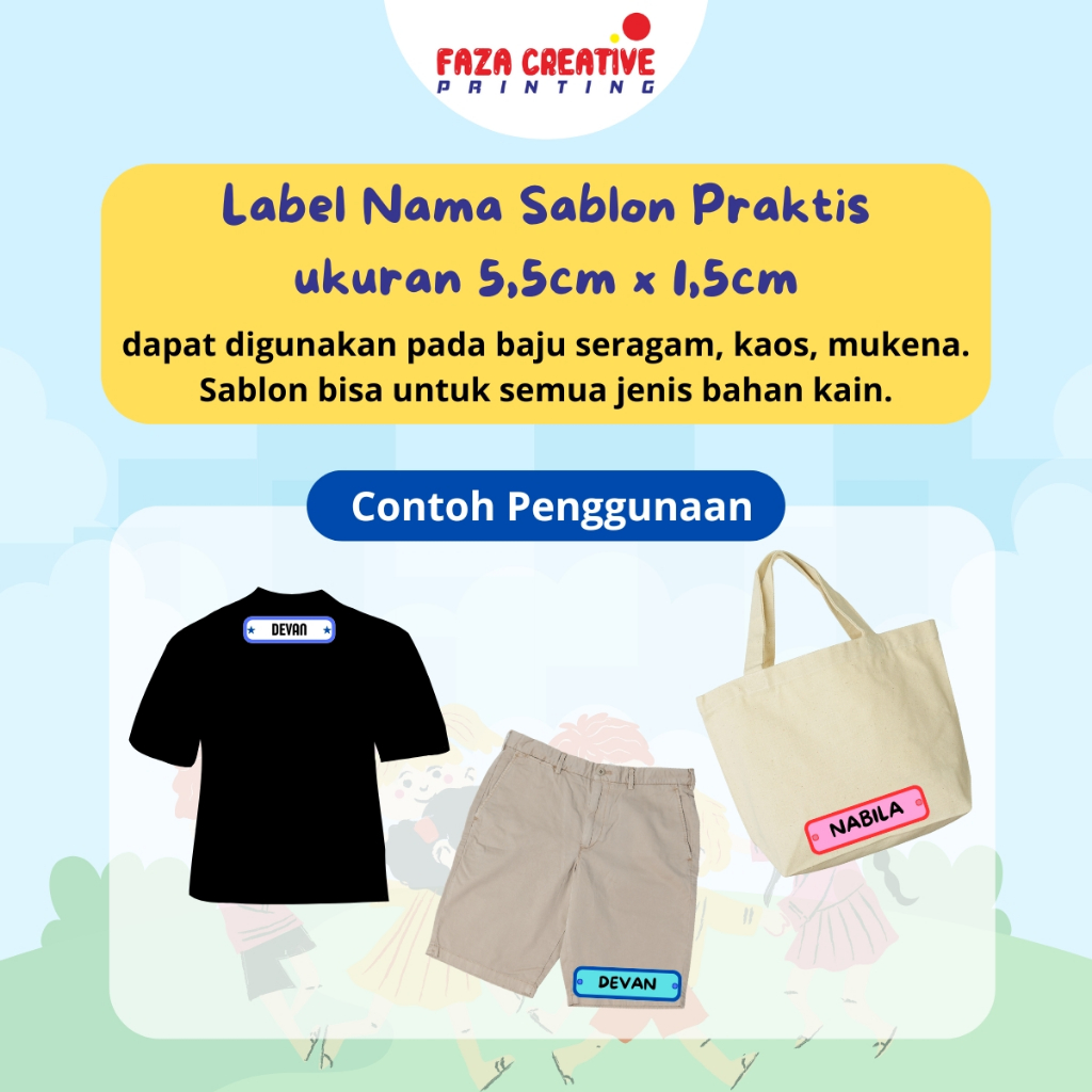 

Sablon Label Nama DTF Printing Kain | Kaos Sablon Setrika Isi 50pcs Gratis Custom Nama (Bukan Bordir tapi Label DTF Bisa Ditempel Tinggal Disetrika)