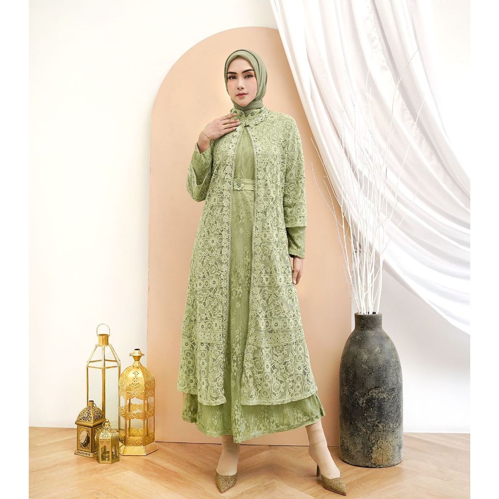 Model Baju Gamis Renda Brokat Cantik Terbaru - 902