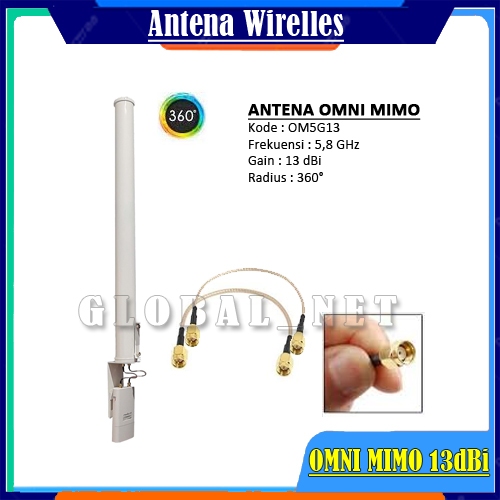 Antena Wirelless Omni MIMO 13 dBi 5,8 GHz (cocok untuk RM5, BaseBox dan AP type N 5,8Ghz)