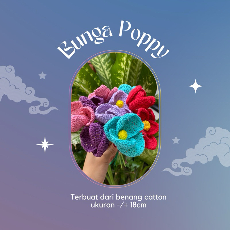 BUKET BUNGA UNIK/BUNGA POPPY/BUNGA RAJUT/BUKET RAJUT