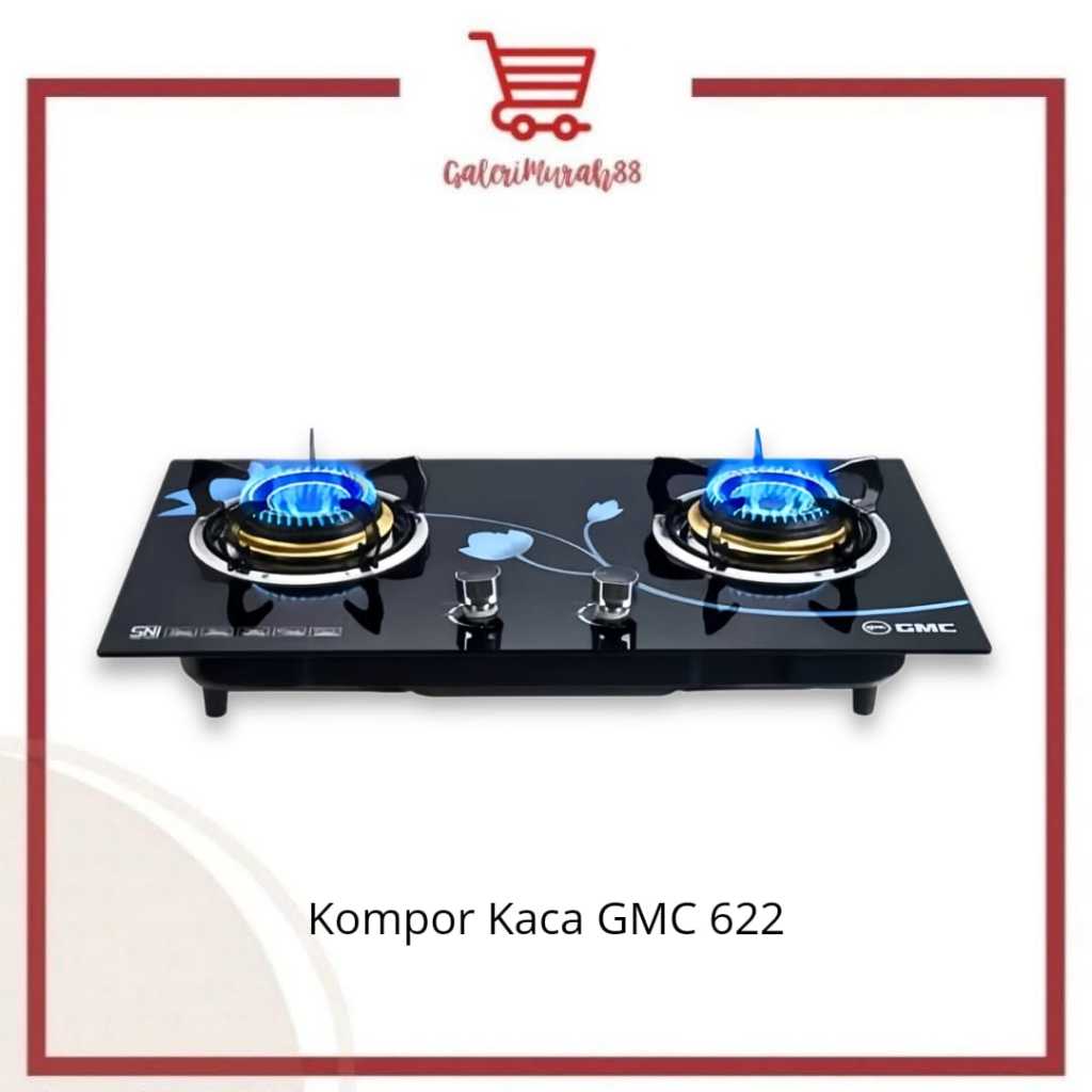 GMC Kompor Kaca 2tk /Kompor Gas 2 Tungku GMC Kaca Tempered Glass / Kompor Gas Tanam / Kompor 2 Tungk