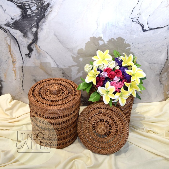 KERANJANG ROTAN JARING-JARING & TUTUP - KERANJANG ROTAN BULAT