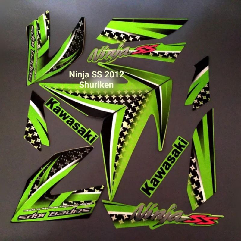 lis body striping stiker kawasaki ninja ss 150 hijau Muda/Hijau Tua shuriken