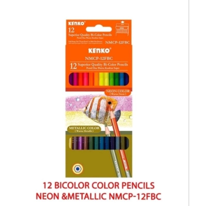 

Pensil Warna 12 Kenko Bi-Color Pencils NMCP-12FBC Metalik & Neon