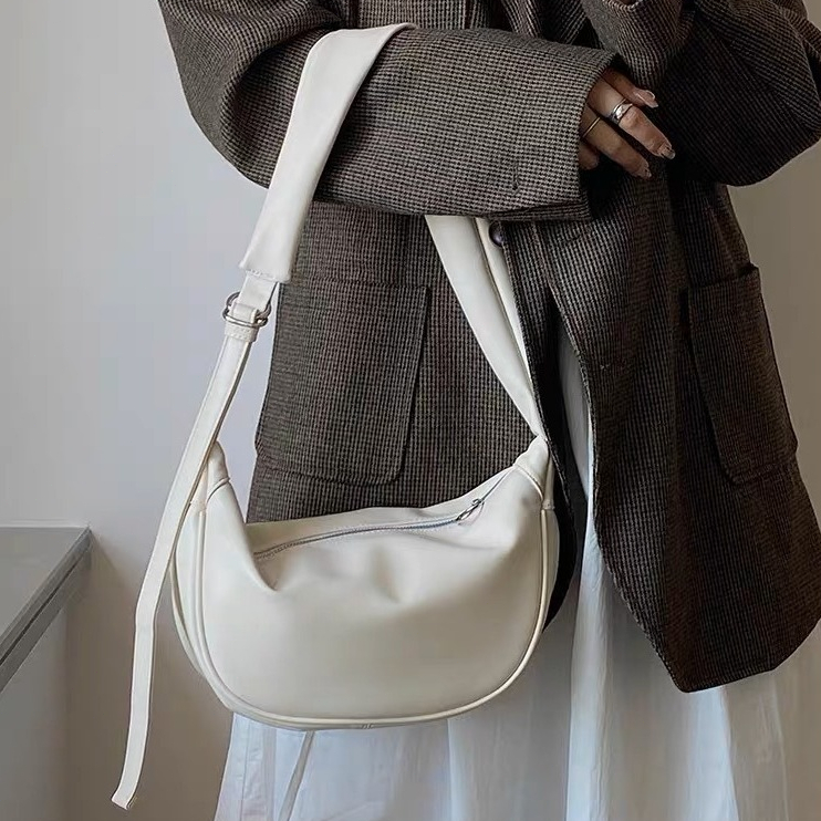 Tas Bahu Kulit Wanita Tas Cewek Tote Shoulder Bag Wanita Tas Selempang Kulit Putih Vintage Shoulder