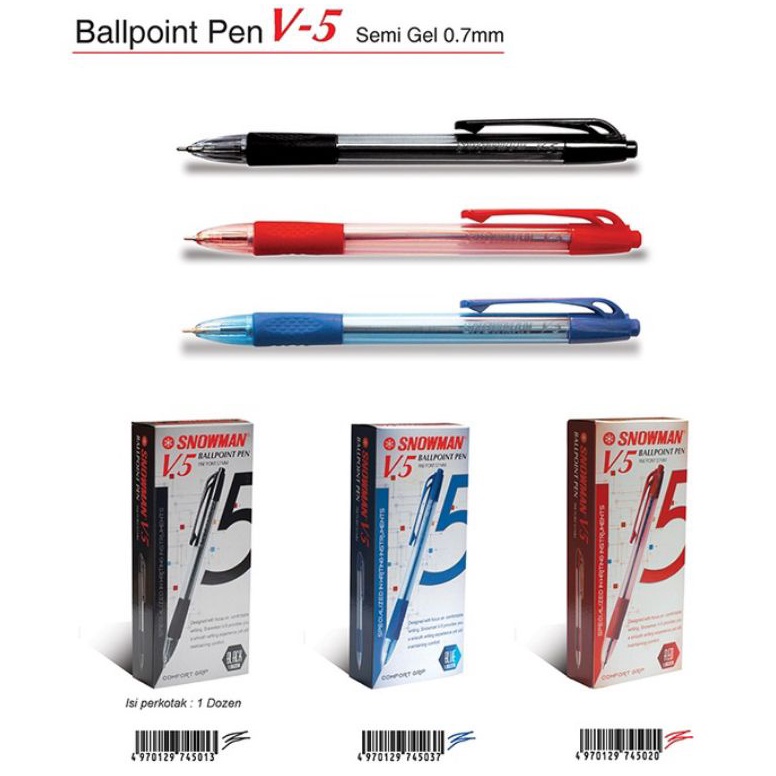 

Pulpen Snowman V5 Semi Gel 7mm 1pak12pcs KODE U8W9