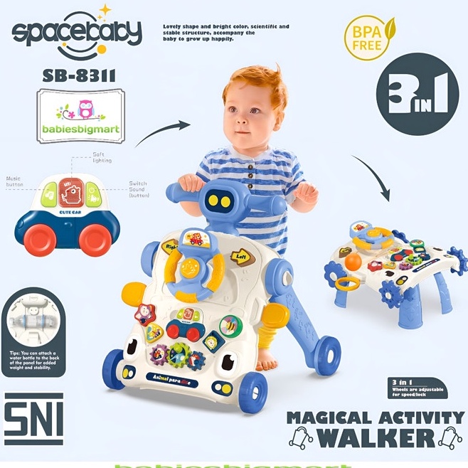 KODE T95D Spacebaby SB 8311 3in1 Activity Walker Jadi Meja Scooter Belajar Jalan