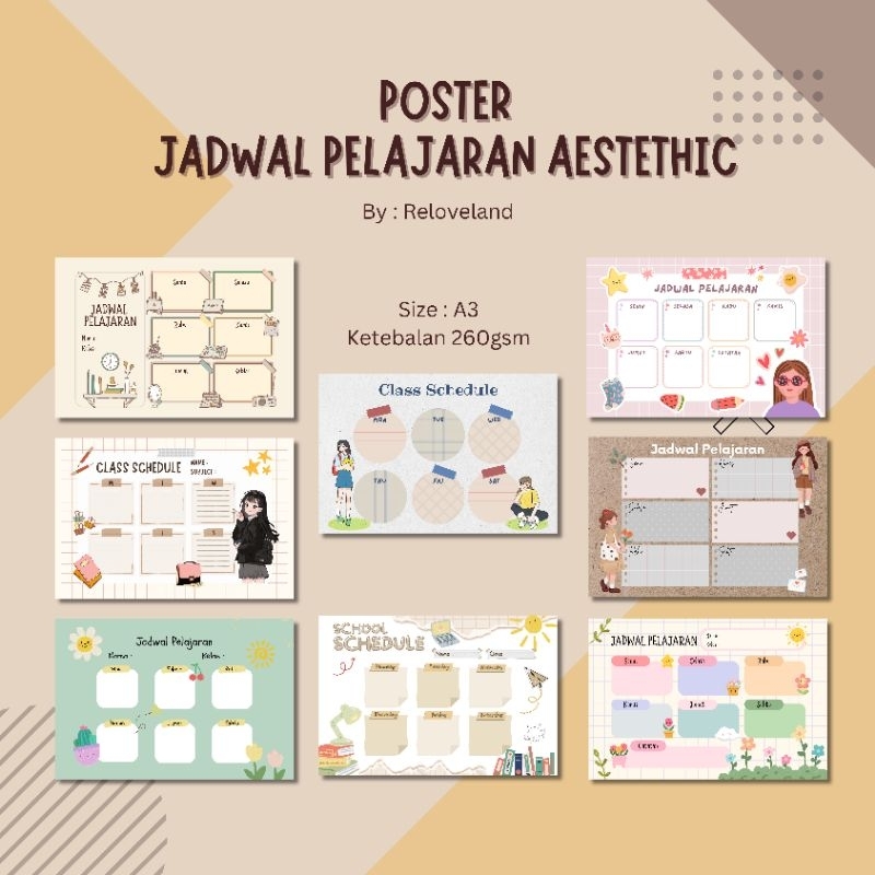 

Poster Jadwal Pelajaran aestethic size A3 tebal