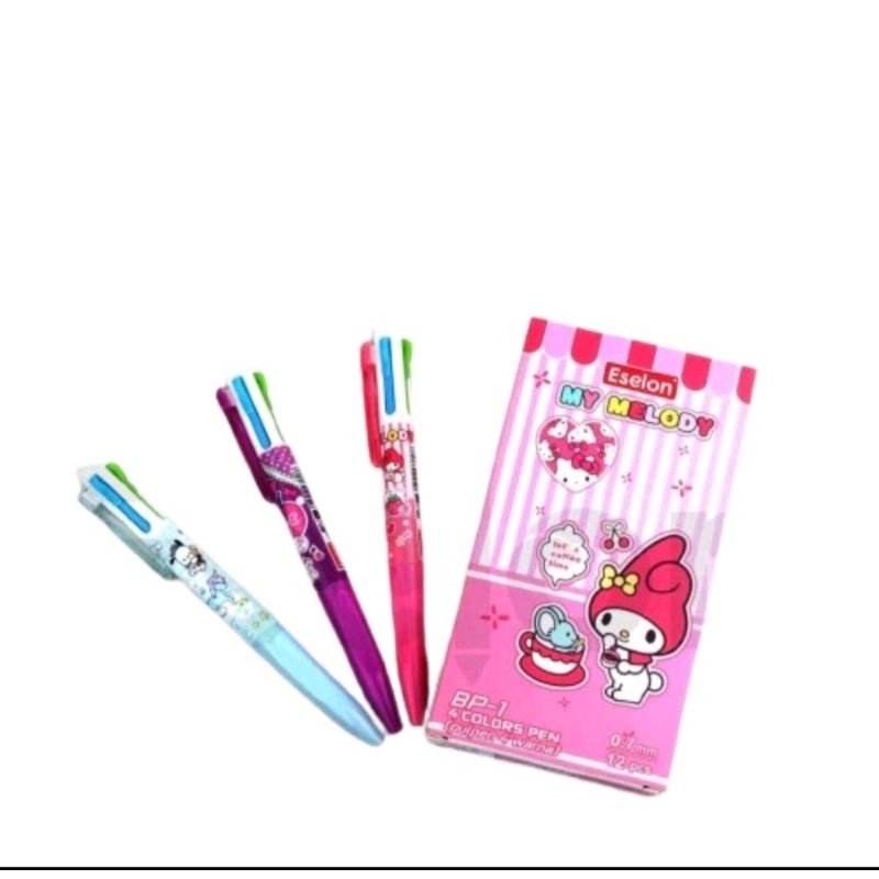

1Pcs Ballpoint/ Bolpen/ Pulpen 4 Warna Motif Sanrio/Pulpen Cetekan 4 Warna Tinta Sanrio