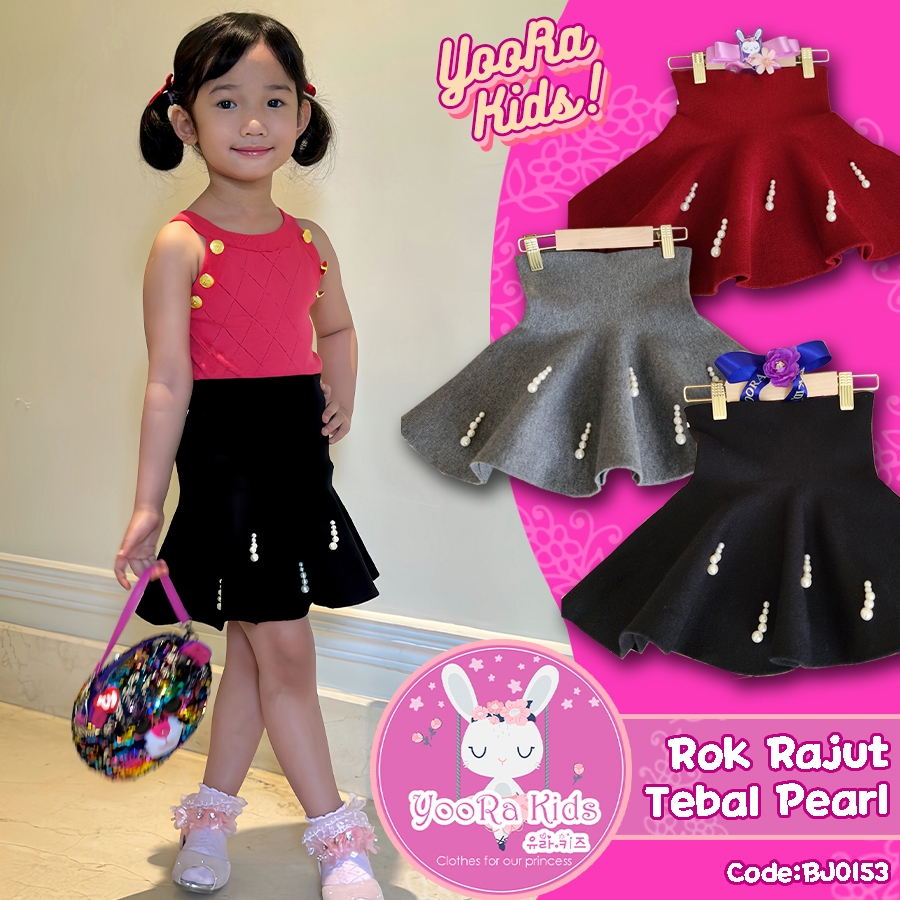 Yoorakids Rok Circular Skirt Rajut Pearl rok melingkar Tebal anak perempuan premium import cewek