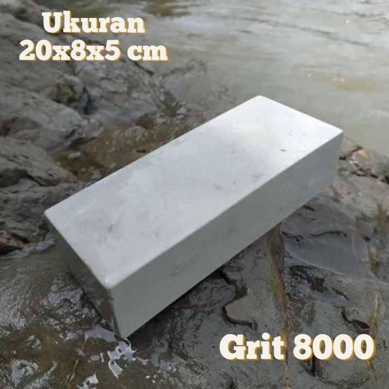 Batu Asah Ukuran 20X8X5 Cm Pengasah Ungkal Pisau Golok Asli Super Tajam Grit 8000 Halus Paling Bagus