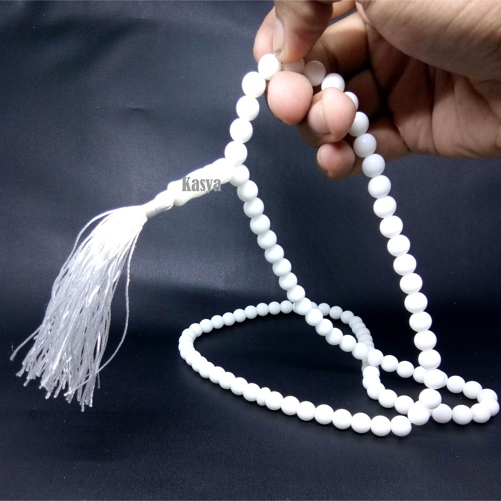Tasbih batu natural jade giok putih 99 - ORIGINAL GIOK SALJU