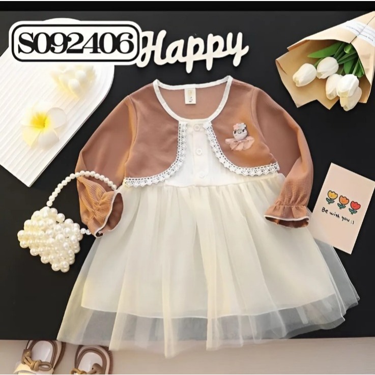 Dress Trendy Anak Perempuan Bahan Premium Usia 1-4 Tahun | Pakaian Import Terbaru Anak Cewek Model D