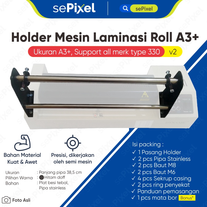 

KODE L3G8 Penyangga laminating Holder Mesin Laminasi Roll A3