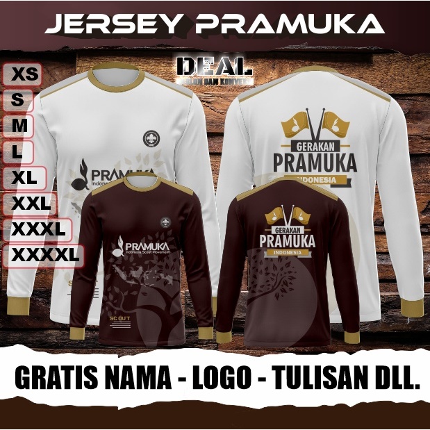 jersey pramuka kaos pramuka printing custom gratis nama logo tulisan dll