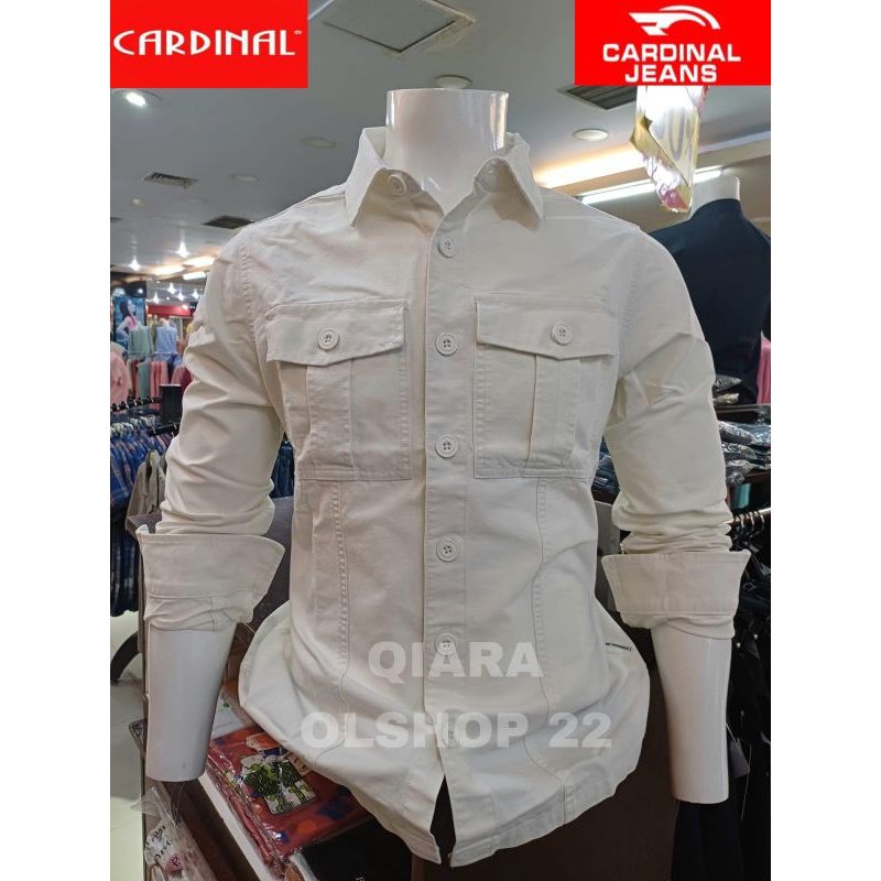 KEMEJA JACKET CARDINAL JEANS BAHAN DENIM PUTIH TULANG
