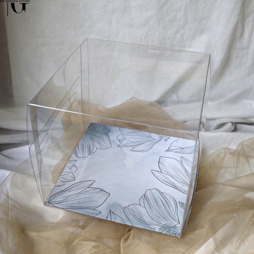 

KF7 Kotak kue 22cm Glass Cake Box 22x22x2cm Box kue 22 cm Dus kue
