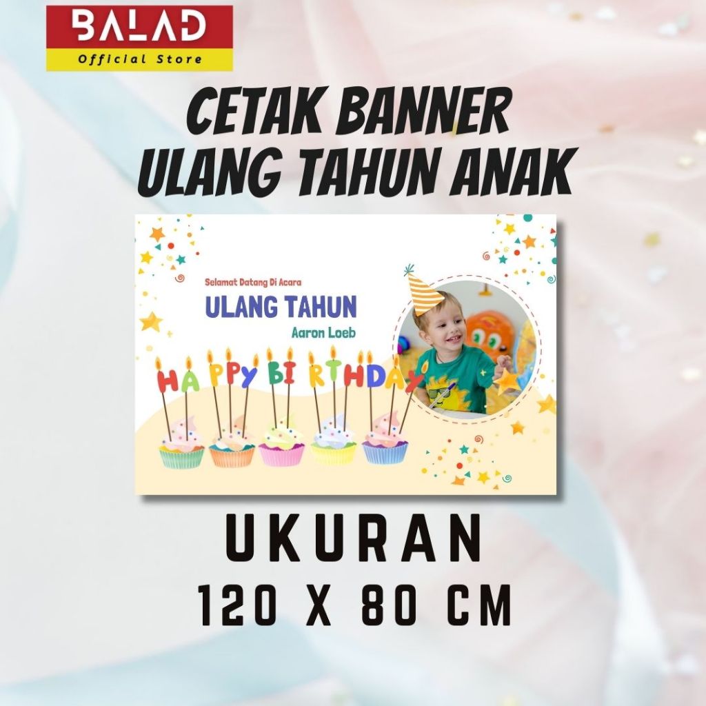 CETAK BANNER ULANG TAHUN ANAK PEREMPUAN/LAKI-LAKI LUCU