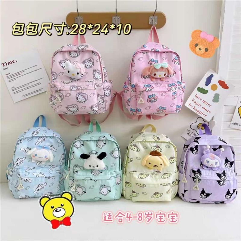 Paket Tas Ransel Sanrio include ATK paket paud / SD Cinnamoroll Kuromi Melody Pochacco Pompompurin