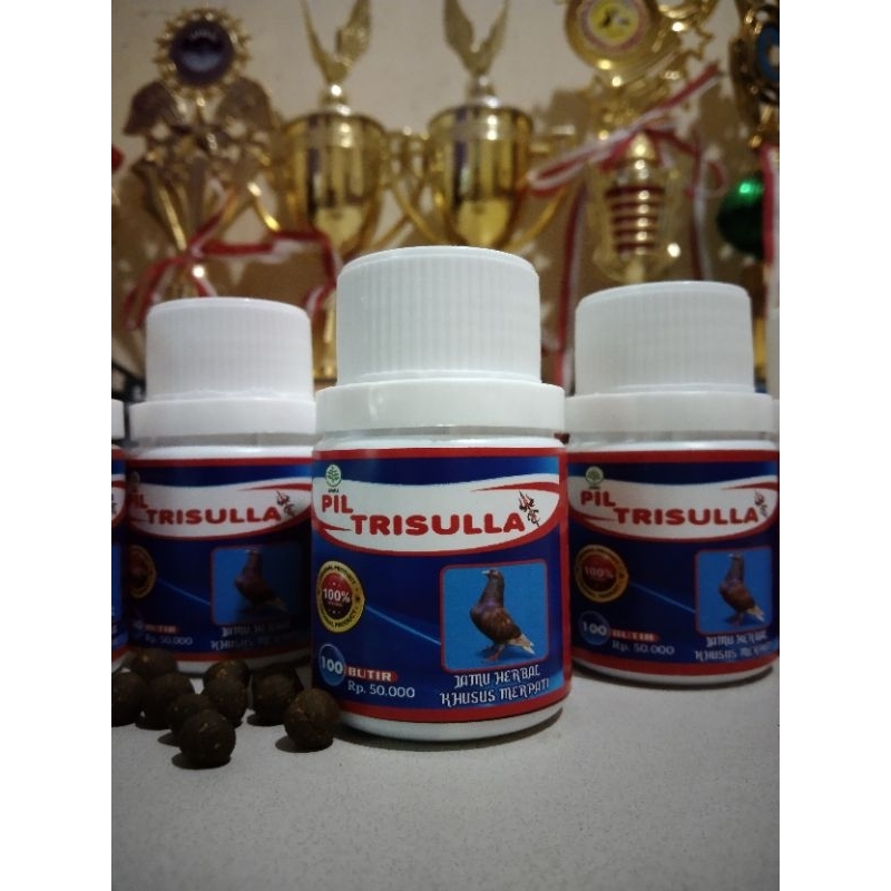 JAMU MERPATI PIL TRISULA 100BUTIR VITAMIN SUPLEMEN BURUNG MERPATI KOLONG OBAT BURUNG MERPATI JAMU ME