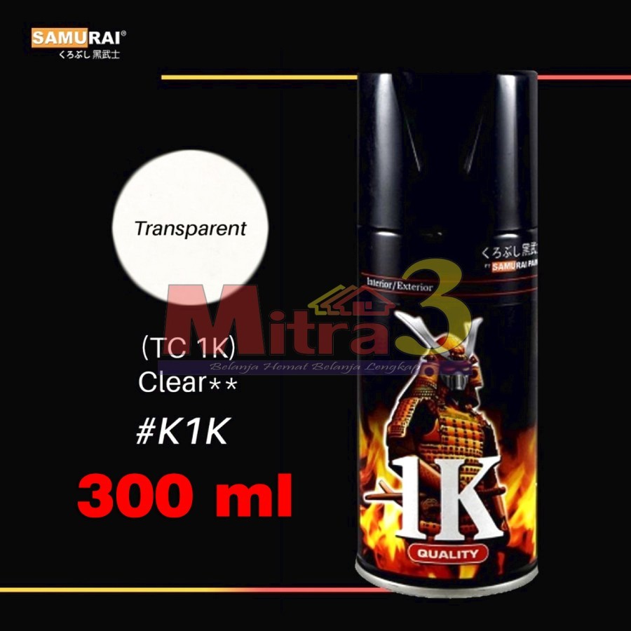 SAMURAI Paint CLEAR 1K K1K / Cat Semprot Pilox Pilok Spray Anti Gores