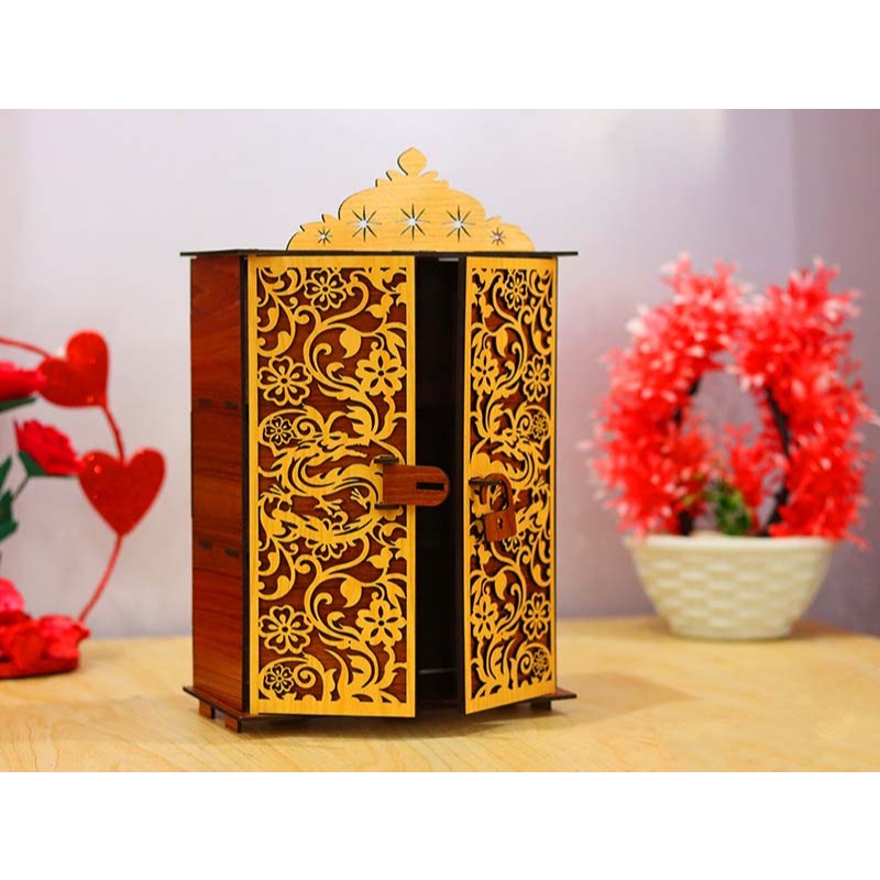 miniatur lemari lucu kayu unik aesthatic, almari kecil, kerajinan kayu laser indonesia, furniture