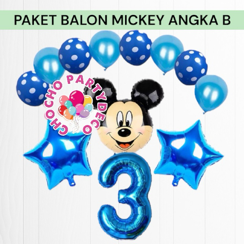 Paket Balon MICKEY MOUSE Angka B / Dekorasi Ulang Tahun Mickey Mouse