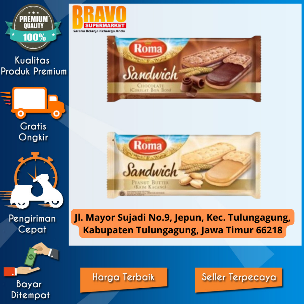 

Bravo Supermarket Tulungagung - Roma Biskuit sandwich [189gr]