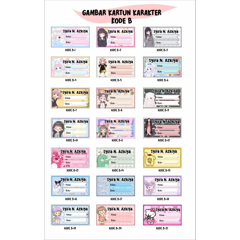

Stiker Nama Kecil/Stiker Nama