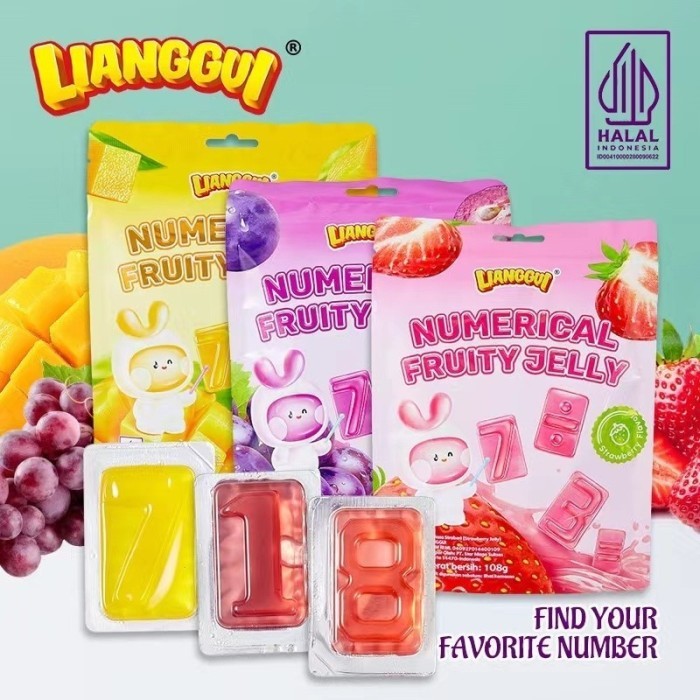 

LIANGGUI NUMERICAL JELI POUCH 108GR / Jelly Angka Permen Angka LIANGGUI Numerical Fruity Jelly