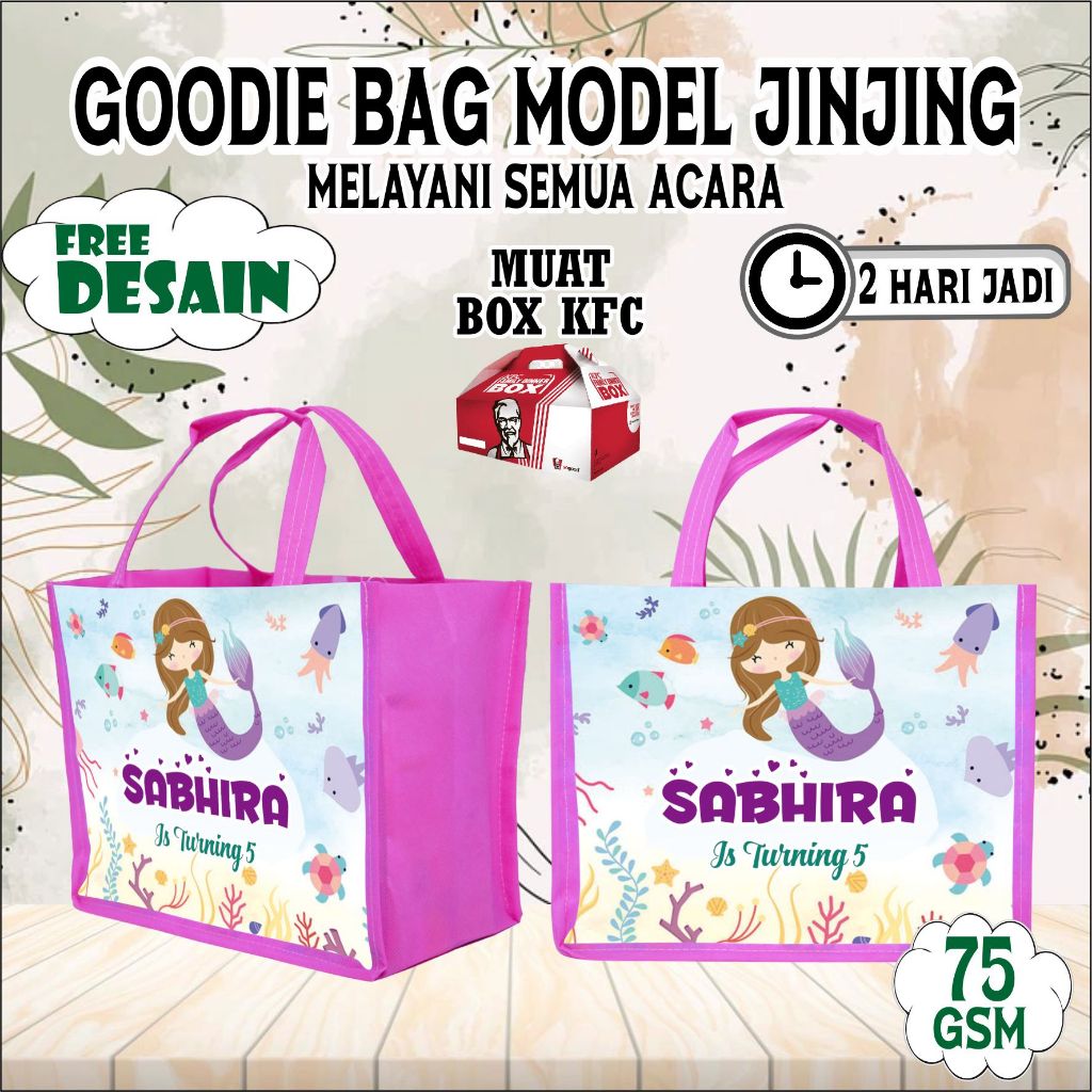 

TAS MERMAID/TAS BEST SELLER/ Tas Spunbond Laminasi box Hello DINO & Karakter lainnya 25x20x13 - tas serbaguna- tas souvenir