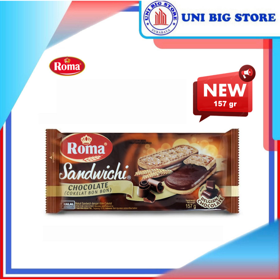 

Roma Sandwichi Biscuit BELGIAN CHOCOLATE 206 g Biskuit Cokelat Bon Bon 157 gr kemasan baru