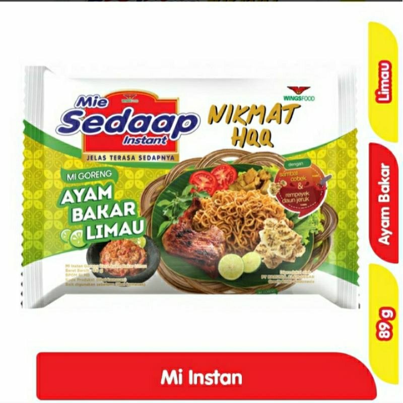 

Sedaap Mi Instan Goreng Ayam Bakar Limau 89 g