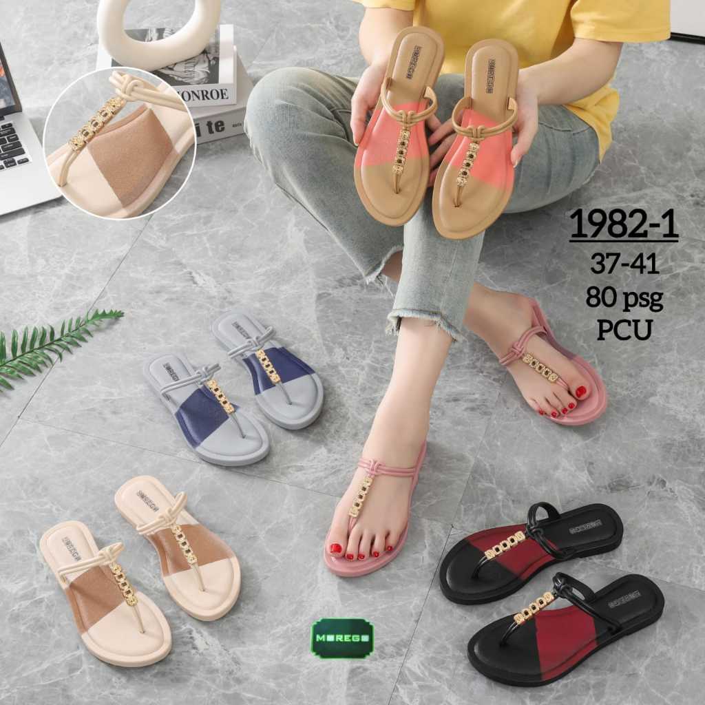 Sandal Jepit Wanita Karet Jelly Import Model Tali T Thong Gold 2 Color Bahan Rubber Ringan