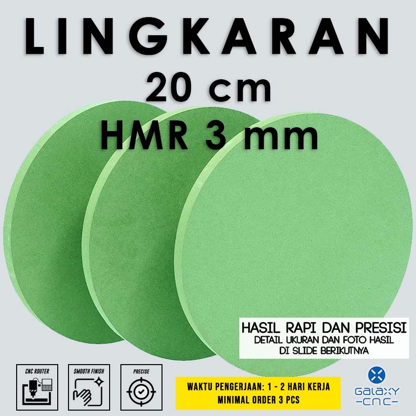 Lingkaran 20 cm - HMR 3 mm - MDF board / papan MDF kayu