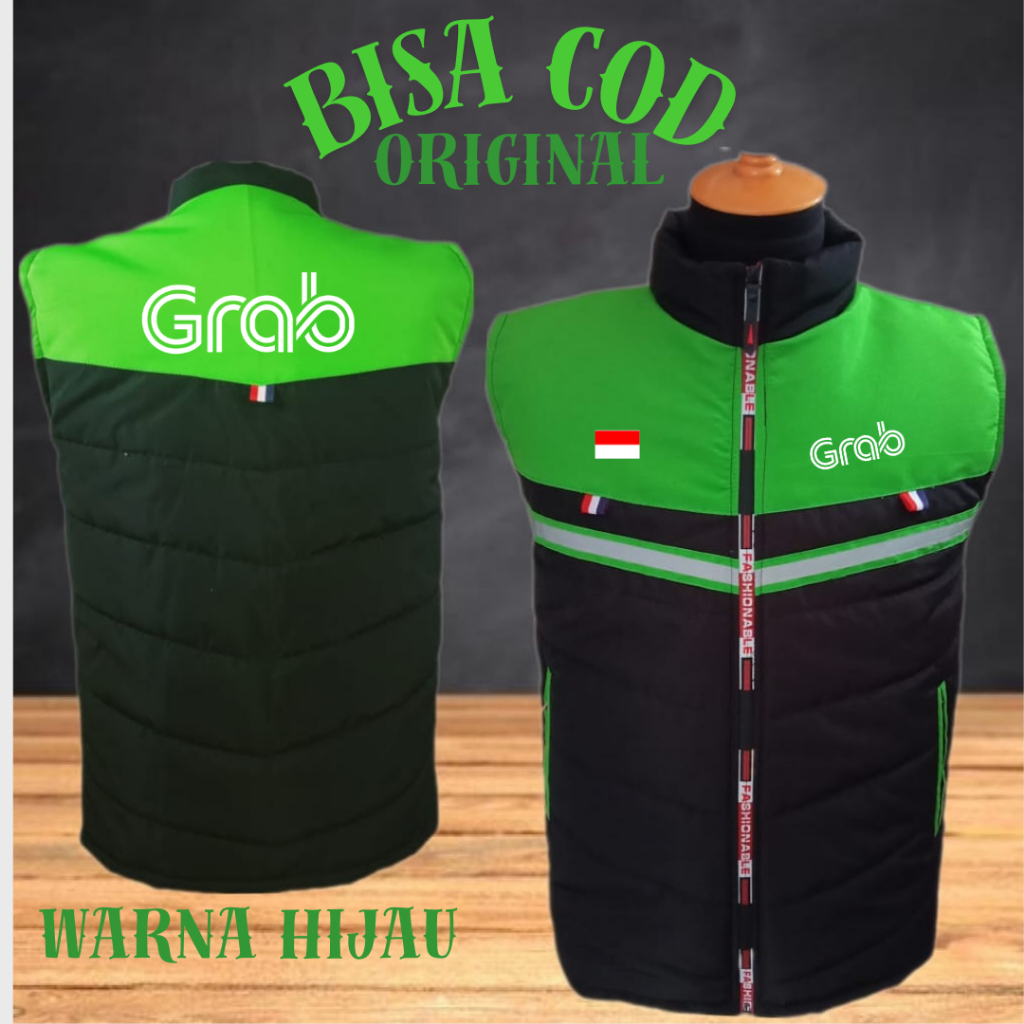 Rompi Driver Online Grab Bahan Tebal Jaket Rompi Grab Original Terbaru / Rompy Ojol Grab / Rompi Gra