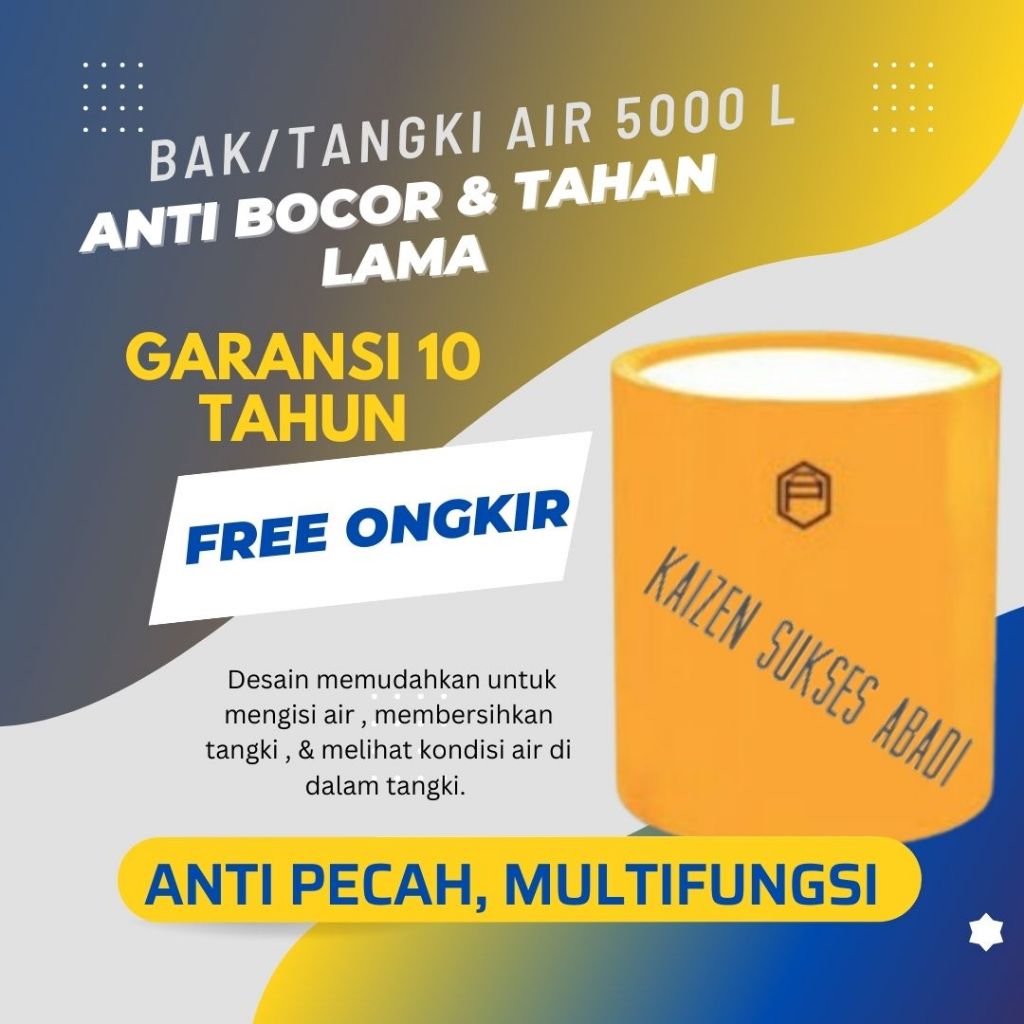 Tandon tangki toren bak drum wadah air profil tank penguin TNA open top plastik 5000 Liter untuk tam