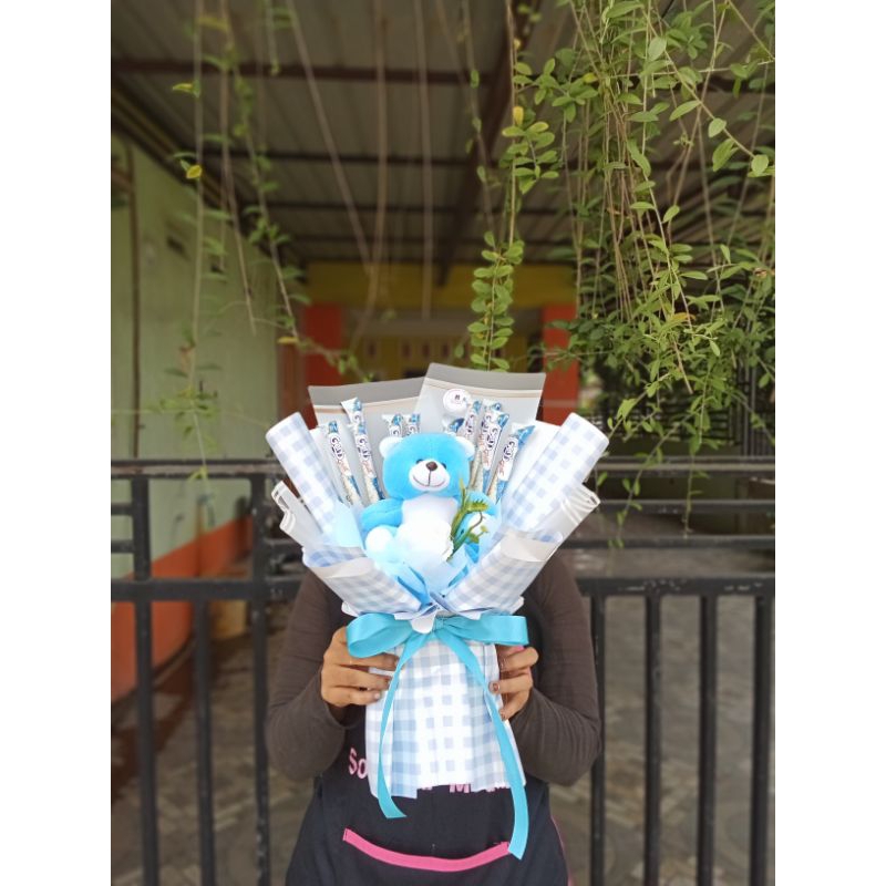 

(ready siap kirim) buket boneka+snack 02