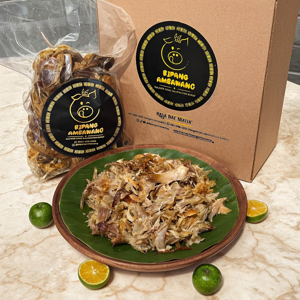 Daging Babi Panggang Suwir khas Kalimantan Barat dari Bipang Ambawang Kemasan Frozen Vacuum Pack