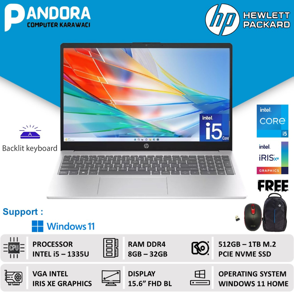 LAPTOP HP 15 CORE i5 GEN 13 RAM 32GB 1TB SSD 15.6" FHD WIN 11