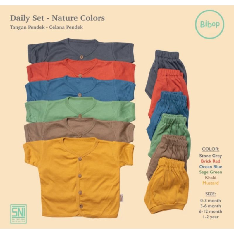 Bibop Baju Bayi Set Pendek 0-3 Bulan 3 Stel Random - Stelan baju pendek bayi