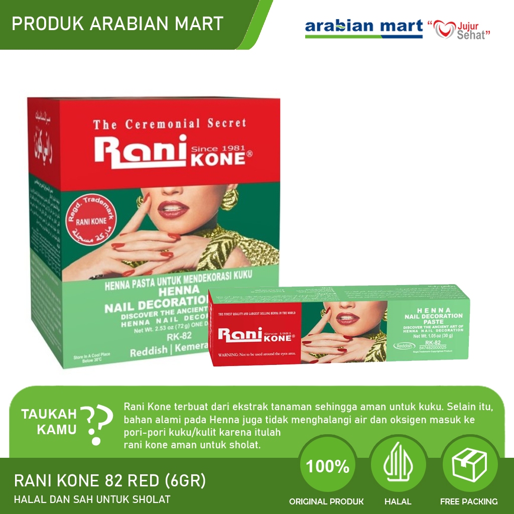Rani Kone 82 RED 6gr Kutek Kuku Rani Cone Merah Aman Sah Untuk Sholat Halal