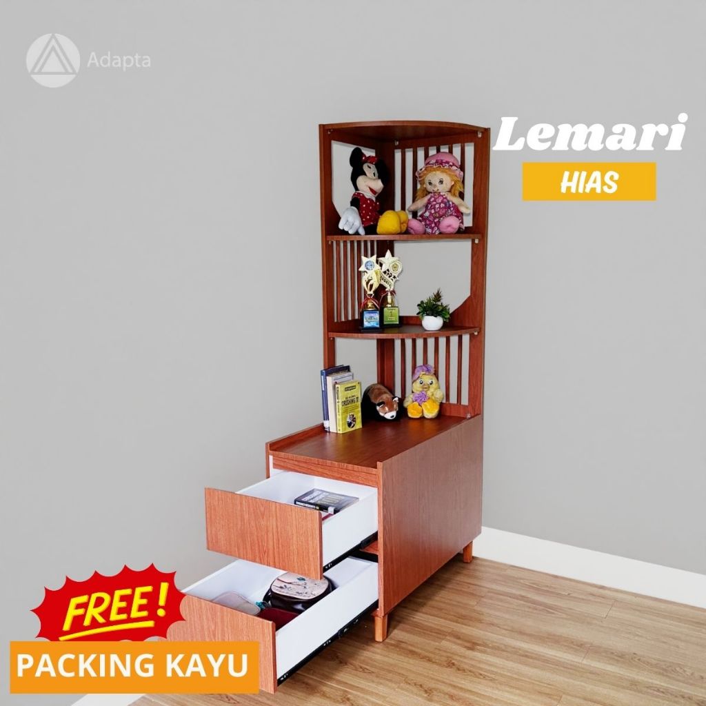 Adapta- Lemari Hias - Lemari Pajangan Sudut Ruang Tamu - Rak Hias minimalis Aestetic